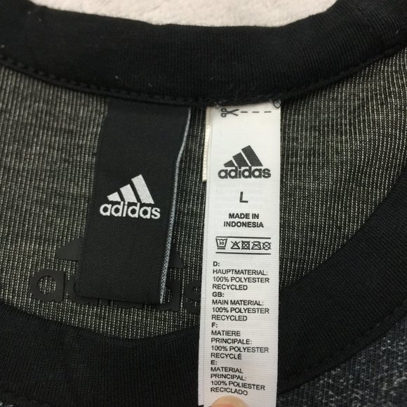 Like new! Adidas ID Sweatshirt L Black Gray Knit Tie Dye Side Slit Long Sleeve - Picture 8 of 11